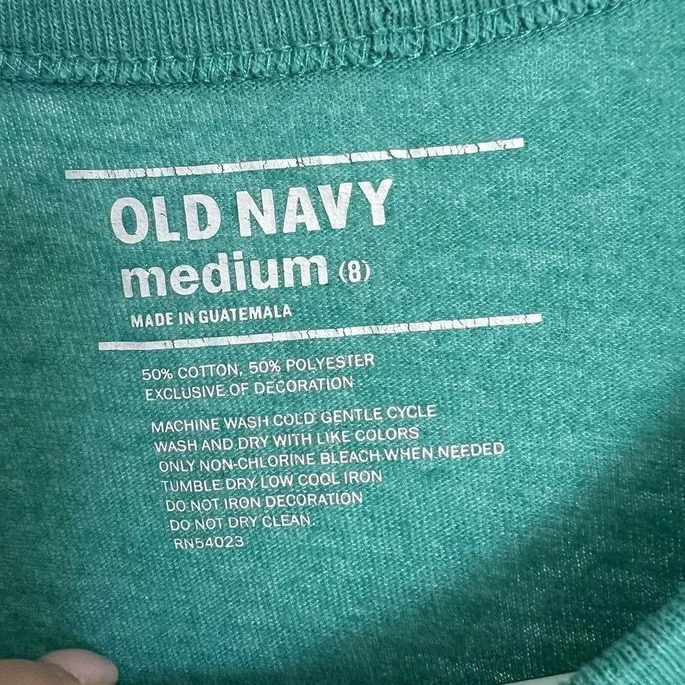 Old‎ Navy Sharks Tank Top Medium Green Distressed Cotton Polyester Scoop Neck